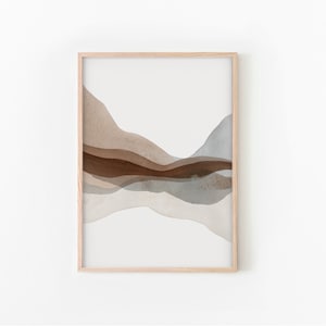 Impression abstraite de montagne, Art de paysage moderne, Impression neutre, Art mural de paysage brun et gris, ART DE TÉLÉCHARGEMENT NUMÉRIQUE image 1
