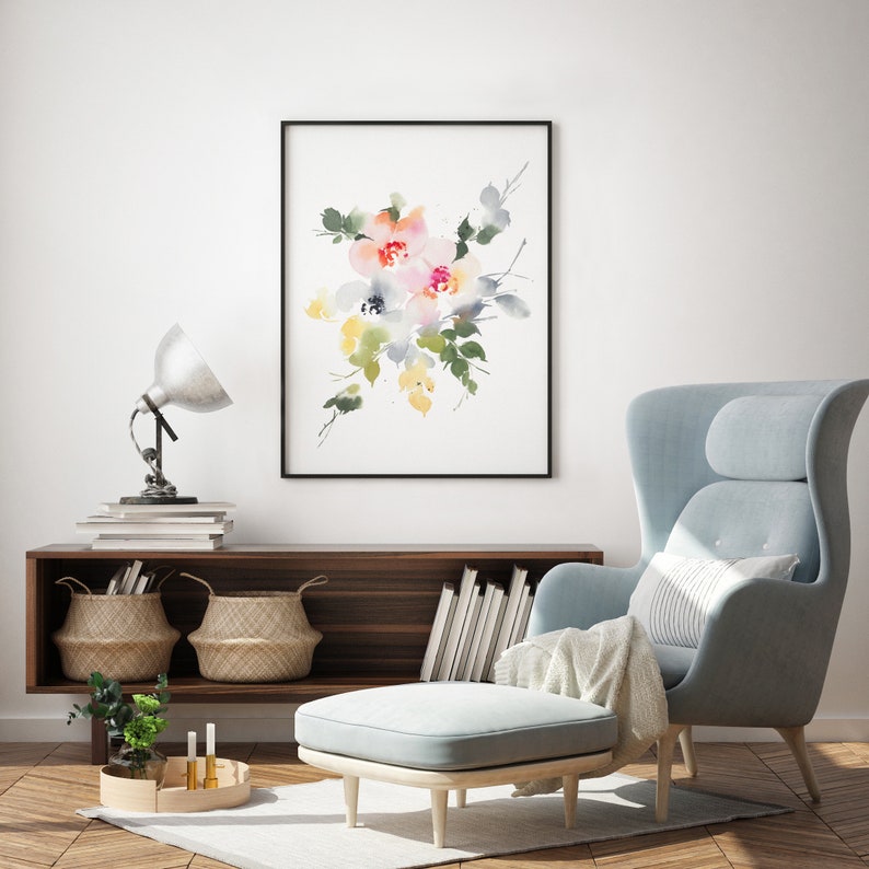 Printable Watercolor Anemone Wall Artabstract Botanical Loose - Etsy