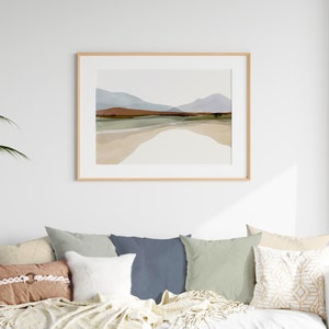 Abstract Mountain Landscape, Minimalist Mountain Wall Art, Neutral Print, Horizontal Landscape Print, Watercolor Print, DIGITAL DOWNLOAD image 3