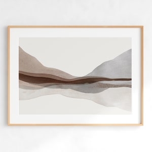 Abstract Landscape Print, Mountain Scenery Print, Neutral Print, DIGITAL DOWNLOAD ART