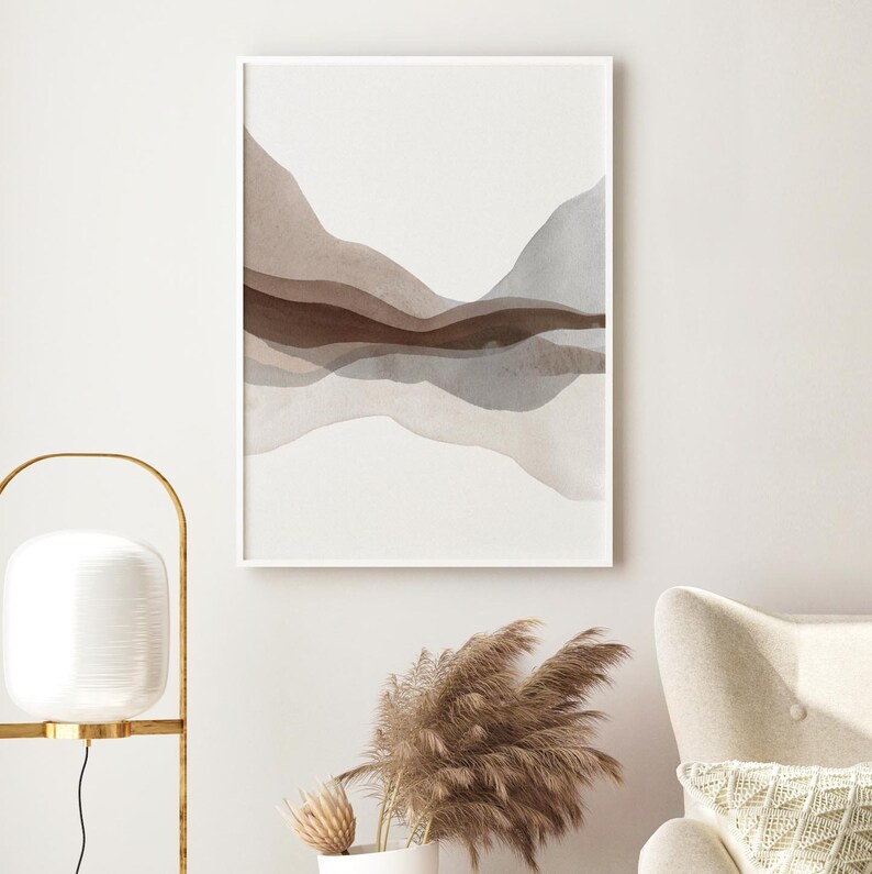 Impression abstraite de montagne, Art de paysage moderne, Impression neutre, Art mural de paysage brun et gris, ART DE TÉLÉCHARGEMENT NUMÉRIQUE image 2