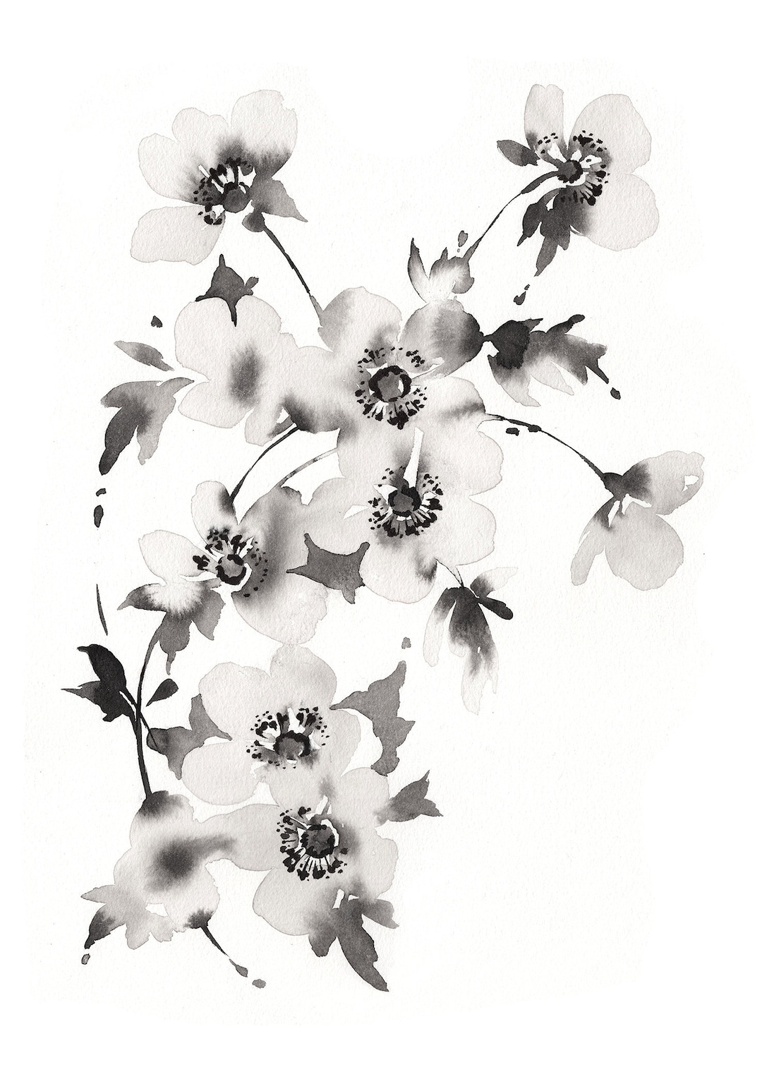 Artery8 Abstrakte Zen Geburtstagskarte – Schwarz-Weiß Blumen-Design, 17,5x12,5 Cm, Hochwertiges Papier