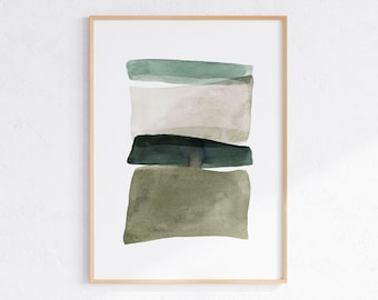 Modern Green Shapes Print, Minimalist Modern Art, Mint Green Wall Art, Green Gray Poster, DIGITAL DOWNLOAD ART