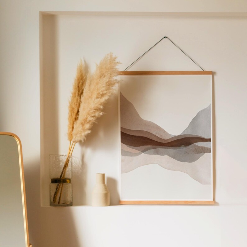Impression abstraite de montagne, Art de paysage moderne, Impression neutre, Art mural de paysage brun et gris, ART DE TÉLÉCHARGEMENT NUMÉRIQUE image 3