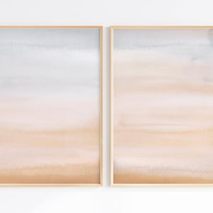 Set of 2 Prints, Abstract Sunset Print, Pastel Wall Art, Bedroom Print Set, Printable Abstract Art, Bedroom Wall Art, DIGITAL DOWNLOAD