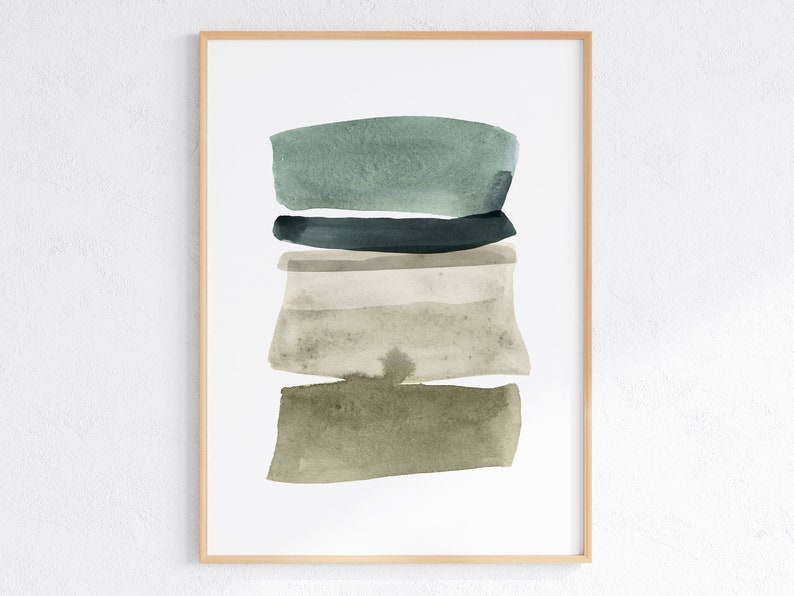 Sage Green Abstract Watercolor Art Green Gray Print Mint - Etsy