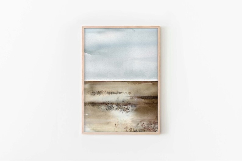 Abstract Beach Watercolor Print,Printable Beach Wall Art,Ocean Painting,Coastal Painting,Ocean Wall Art,Seascape Print,Digital Download Art image 1