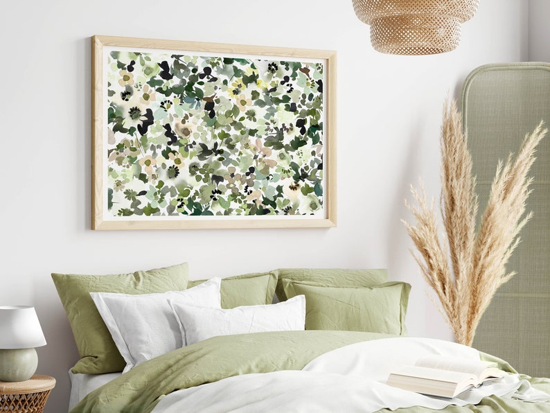 Green Flowers Print , Green Floral Wall Art, Spring Flowers Print, Nursery Print, DIGITAL DOWNLOAD image 5