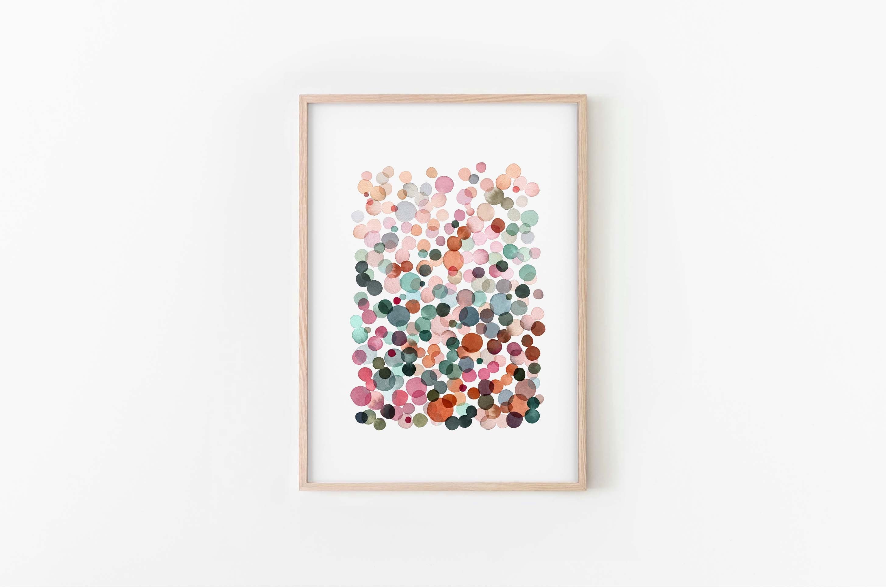 Colorful Watercolor Bubbles Print, Pink Green Circles Poster, Modern Nursery Wall Art, INSTANT DOWNLOAD