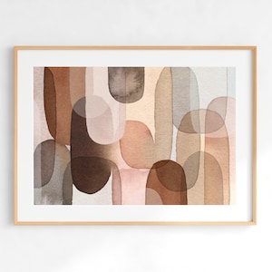 Abstracte terracotta vormen kunst aan de muur, afdrukbare terracotta kunst, moderne abstracte kunst, blozen roze bruin print, slaapkamer muur kunst, woonkamer print