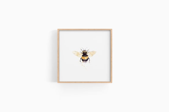 Watercolor Bee Print, Bumblebee Art Print, Square Print, Honey Bee Poster, DIGITAL DOWNLOAD