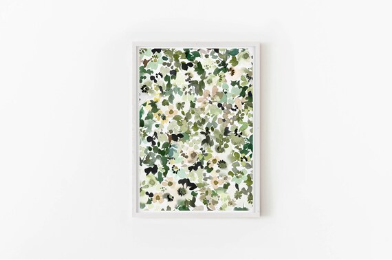 Green Flowers Print , Green Floral Wall Art, Spring Flowers Print, Nursery Print, DIGITAL DOWNLOAD