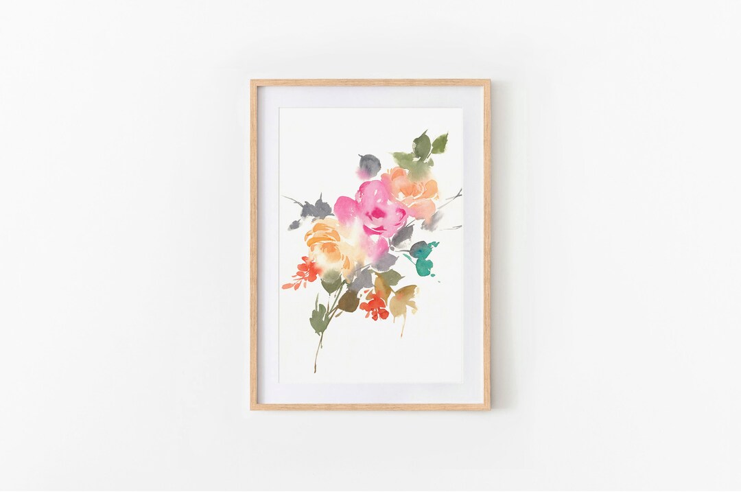 Watercolor Roses Printable Art, Floral Artwork ,botanical Wall Art ...