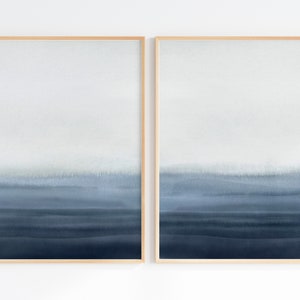 Blue Wall Art, Set of 2 Prints, Abstract Ocean Art, Blue Decor, Minimal Modern Art, Living Room Art, Bedroom Prints, DIGITAL DOWNLOAD