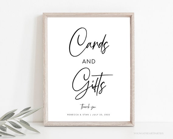 Modern Minimalist Cards and Gifts Sign Template, Editable Card Sign, Modern Tabletop Signage, Printable Wedding Gift Sign, Instant Download Il_570xn
