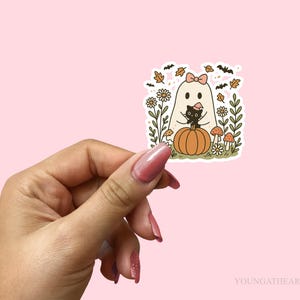 Stickers fantaisistes d'Halloween, motifs mignons de fantômes et de chats, décoration bohème automnale, cadeaux d'Halloween, décoration d'Halloween pour ordinateur portable
