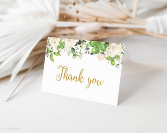 St Patricks Day Baby Shower Thank You Card, St. Pattys Day Floral Thank You Note Card, Editable Template, Instant Download, Folded Thank You