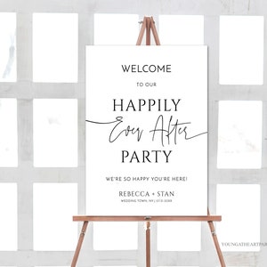 Happily Ever After Party Welcome Sign Template, Editable Minimalist Wedding Welcome Sign, Modern Welcome Sign Poster, Elopement Welcome Sign