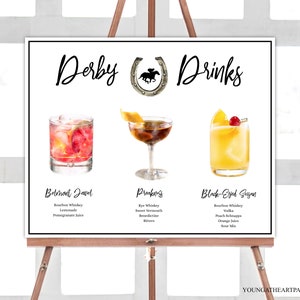 Editable Preakness Bar Menu Sign, Derby Drinks Sign Template, Race Horse Party, Belmont Jewel Menu, Preakness Menu,  Black-Eyed Susan Menu