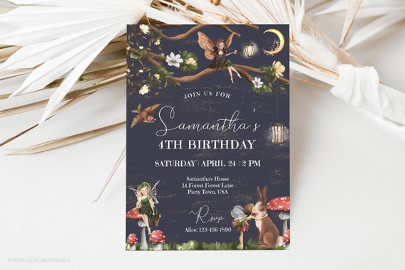 Editable Woodland Fairy Birthday Invitation, Enchanted Forest Birthday Invite, Rustic Woodland Fairy Invite, Girls Magical Party, Corjl Il_570xn
