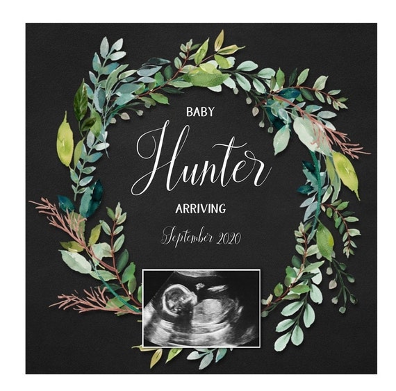 Editable Greenery Baby Boy Announcement, Baby Boy Gender Reveal Card, Social Media Pregnancy Announcement, Instagram Baby Announcement Il_570xn