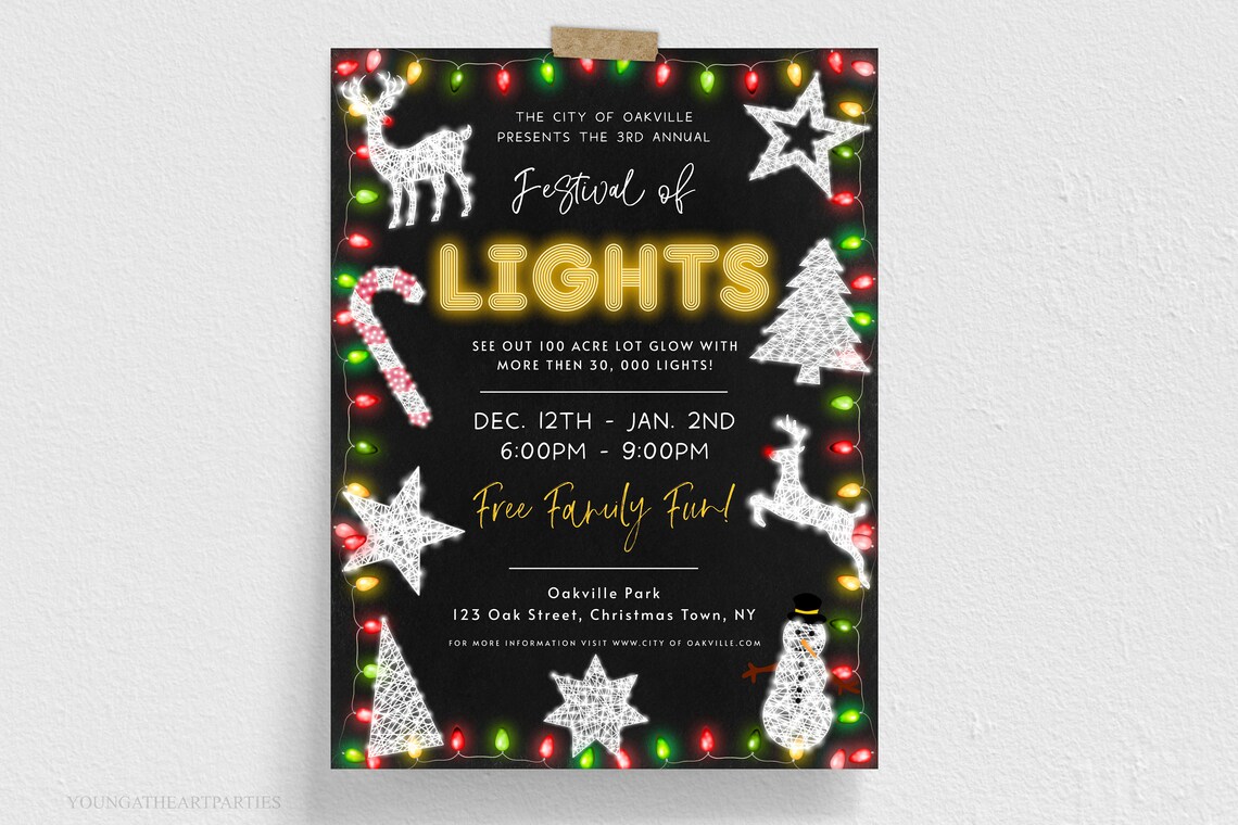 Festival of Lights Flyer Template Editable Christmas Lights - Etsy