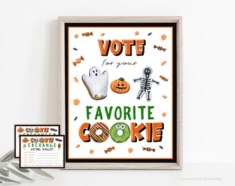 Editable Halloween Cookie Exchange Party Kit Game, Halloween Cookie Ballot Sign, Halloween Cookie Vote Game, Instant Download, Corjl