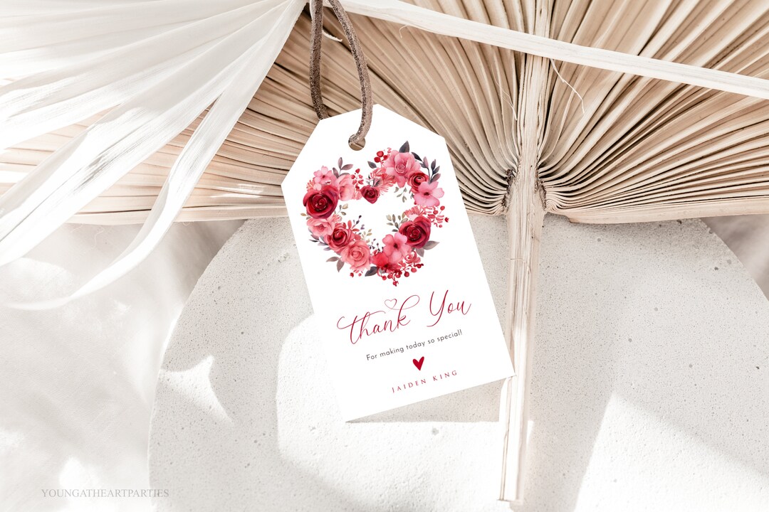 Valentines Day Bridal Shower Thank You Template Valentine Floral Heart ...