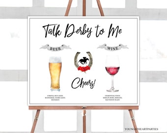 Kentucky Derby Bar Menu Sign Template, Editable Derby Bar Sign, Talk Derby to Me, Derby Red Roses, Printable Bar Menu Sign, Corjl