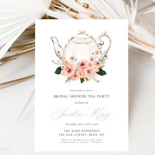 Bridal Shower Tea Party Invitation Template Printable Bridal - Etsy