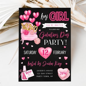 Galentines Day Party Einladung Vorlage, Nur für Damen Galentines Party Einladung, Valentinstag Party Einladung, Girl's Night Out Party