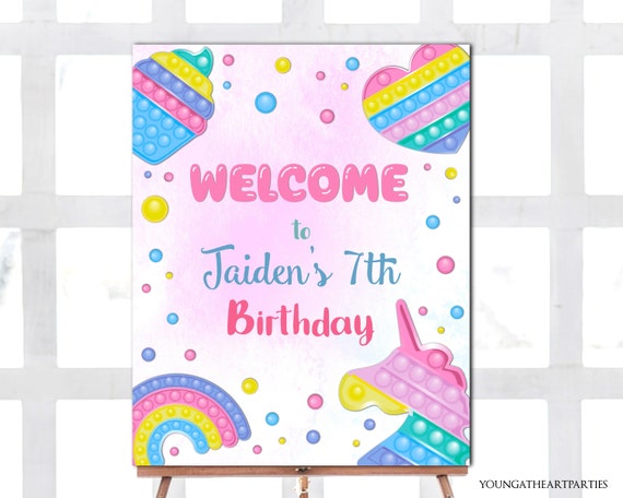 Pastel Rainbow Pop It Birthday Welcome Sign, Fidget Toy Party Popit  Birthday Welcome Poster, Teen Girl Pastel Rainbow Party Decorations by  Young at Heart Parties