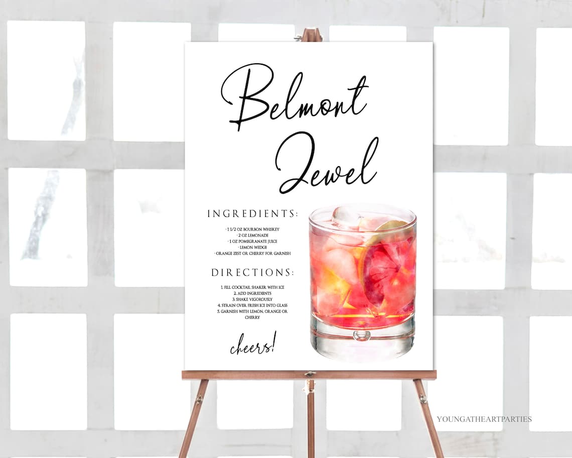 Belmont Jewel Drink Bar Menu Sign Template Preakness - Etsy Canada