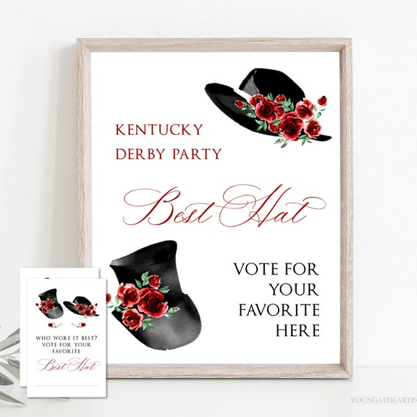 Kentucky Derby Best Hat Game Poster and Ballots, Derby Red Roses Party Game, Editable Derby Game, Horse Race Party Activities, Corjl