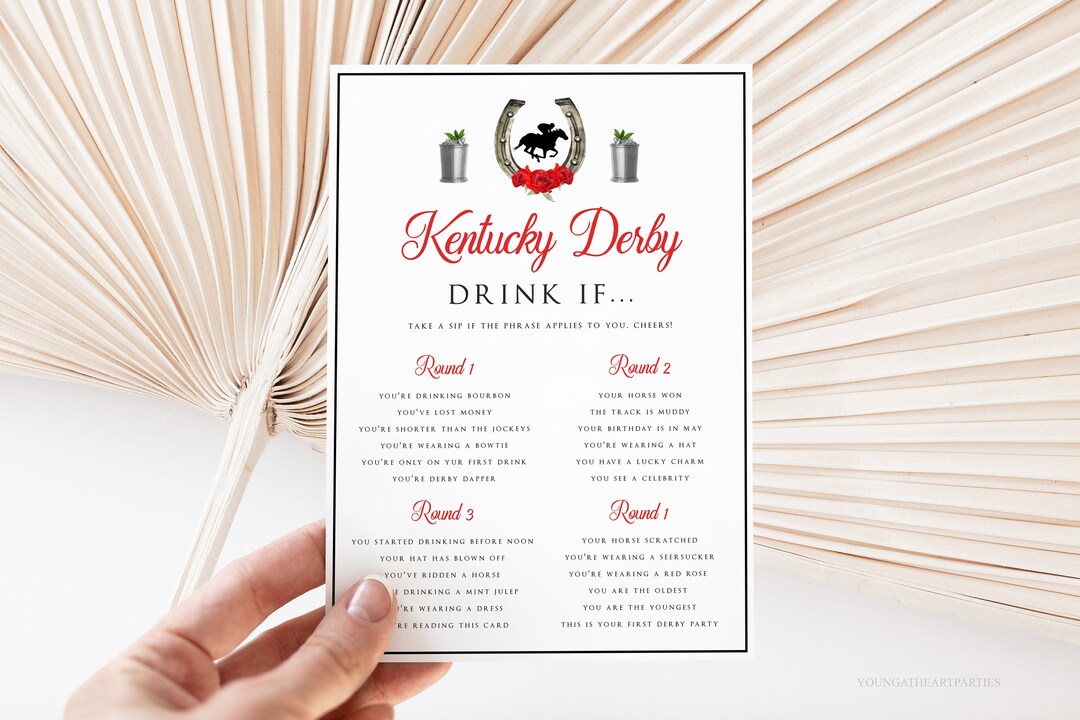 Kentucky Derby Drink If Game Template, Editable Derby Drinking Game