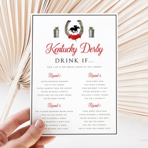 Kentucky Derby Drink If Game Template, Editable Derby Drinking Game, Horse Race Drinking Game, Kentucky Derby Party Drinking Activity