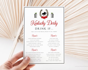 Kentucky Derby Drink If Game Template, Editable Derby Drinking Game, Horse Race Drinking Game, Kentucky Derby Party Drinking Activity