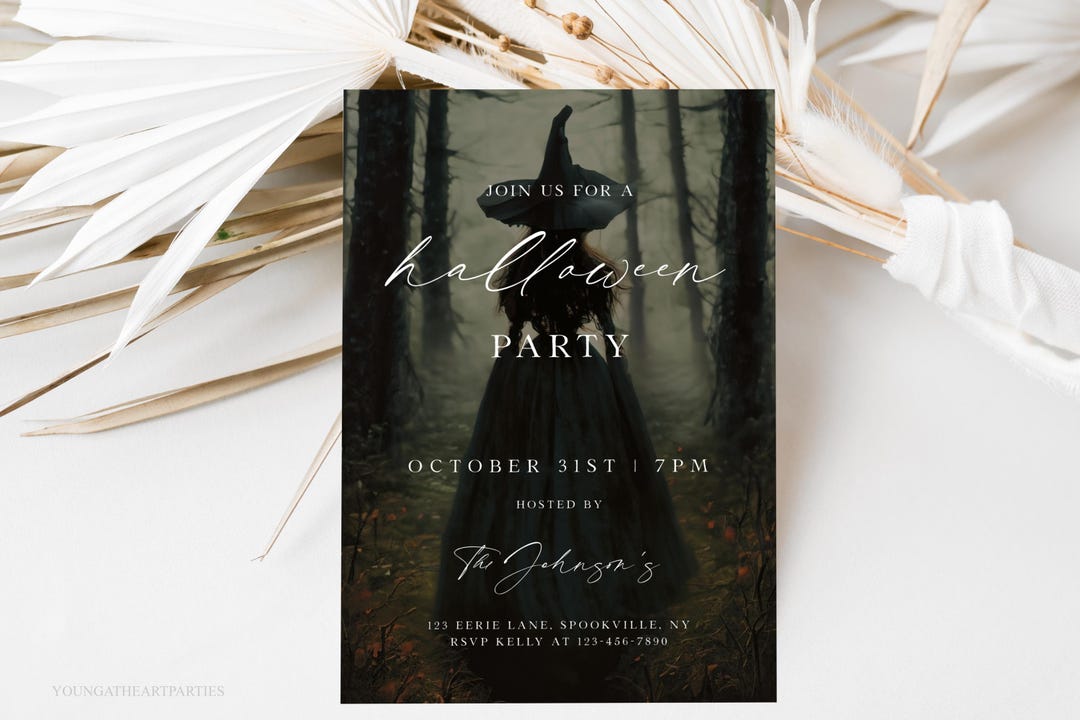Witch Invite Halloween Witch Invitation Template, Halloween Costumes & Cocktails ...