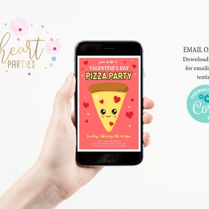 Valentines Day Pizza Party Invitation, Kids Valentines Day Party Invitation, Valentines Day Party, Editable Template, Instant Download image 6