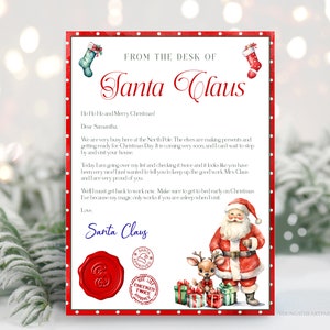 Carta personalizada de Papá Noel, editable desde el escritorio de Papá Noel, Correo del Polo Norte, Nochebuena, Plantilla imprimible de descarga instantánea
