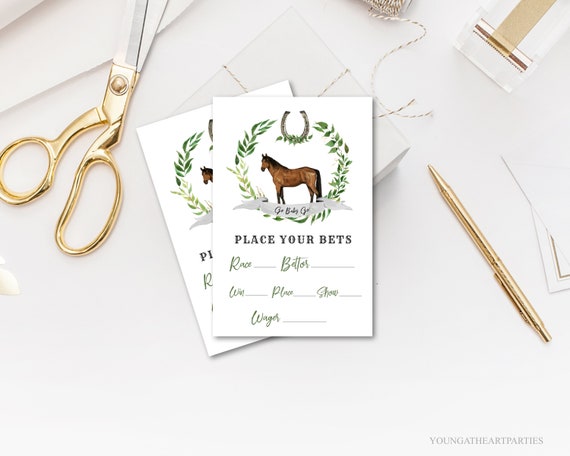 Kentucky Derby Greenery Betting Cards Template, Editable Derby Horse Party Betting Cards ...