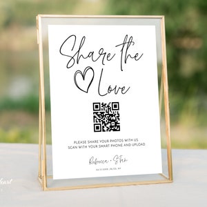 Hochzeit Teilen die Liebe QR-Code-Zeichen, bearbeitbares Fotoalbum Teilen QR-Code-Zeichen, minimalistisches Foto-Sharing-App-Zeichen, Google Fotos, 8x10, MBW11