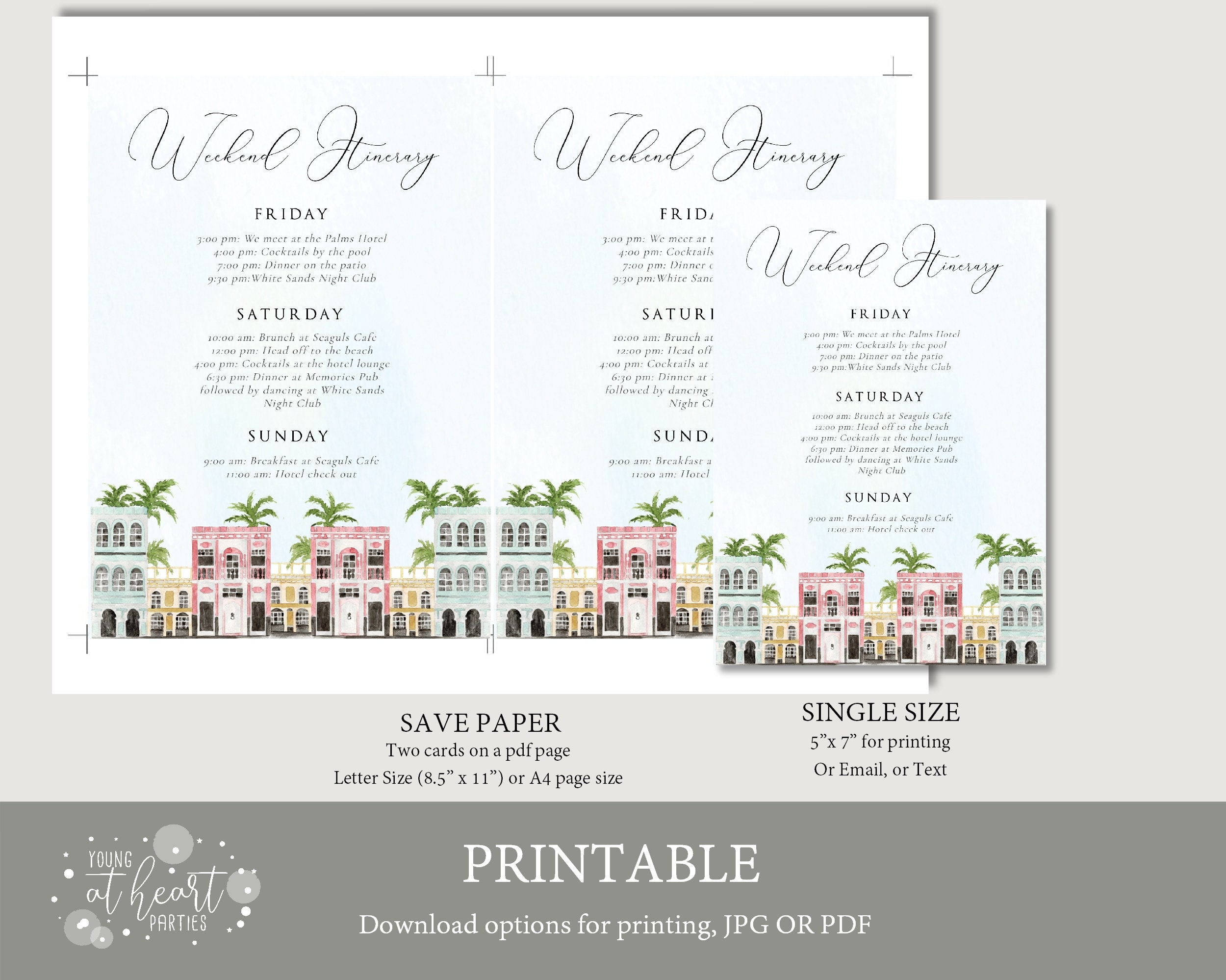 Charleston Bachelorette Invitation &amp; Itinerary Template - Etsy