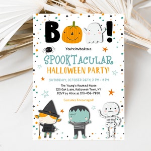 Kids Halloween Party Invitation, Boo Party, Halloween Party Invite, Cute Halloween Party, Printable Halloween Invite, Editable Template, CH1
