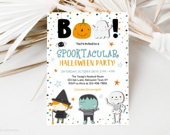 Kids Halloween Party Invitation, Boo Party, Halloween Party Invite, Cute Halloween Party, Printable Halloween Invite, Editable Template, CH1