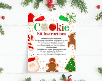 Editable Christmas Cookie Kit Instructions Cookie Decorating Party DIY Cookie Kit Winter Label Instant Download Printable Template Corjl