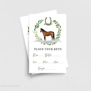 Modèle de cartes de pari verdure Kentucky Derby, cartes de pari modifiable Derby Horse Party, bordereaux de pari du Kentucky Derby, téléchargement numérique