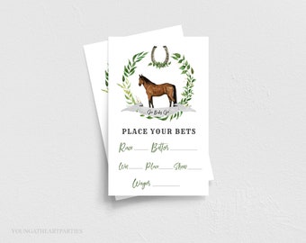 Kentucky Derby Greenery Betting Cards Template, Editable Derby Horse Party Betting Cards, Kentucky Derby Betting Slips, Digital Download