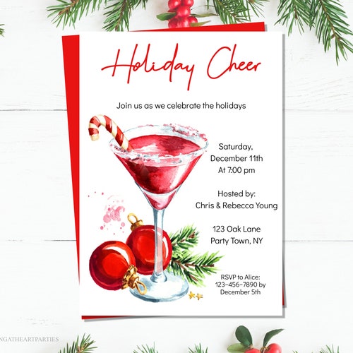Editable Christmas Party Invitation. Christmas Dinner. Holiday Etsy