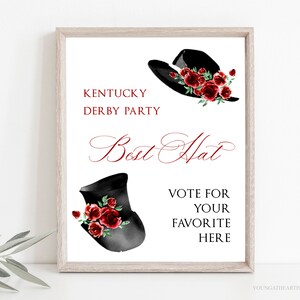 Kentucky Derby Best Hat Game Poster and Ballots, Derby Red Roses Party Game, Editable Derby Game, Horse Race Party Activities, Corjl image 3